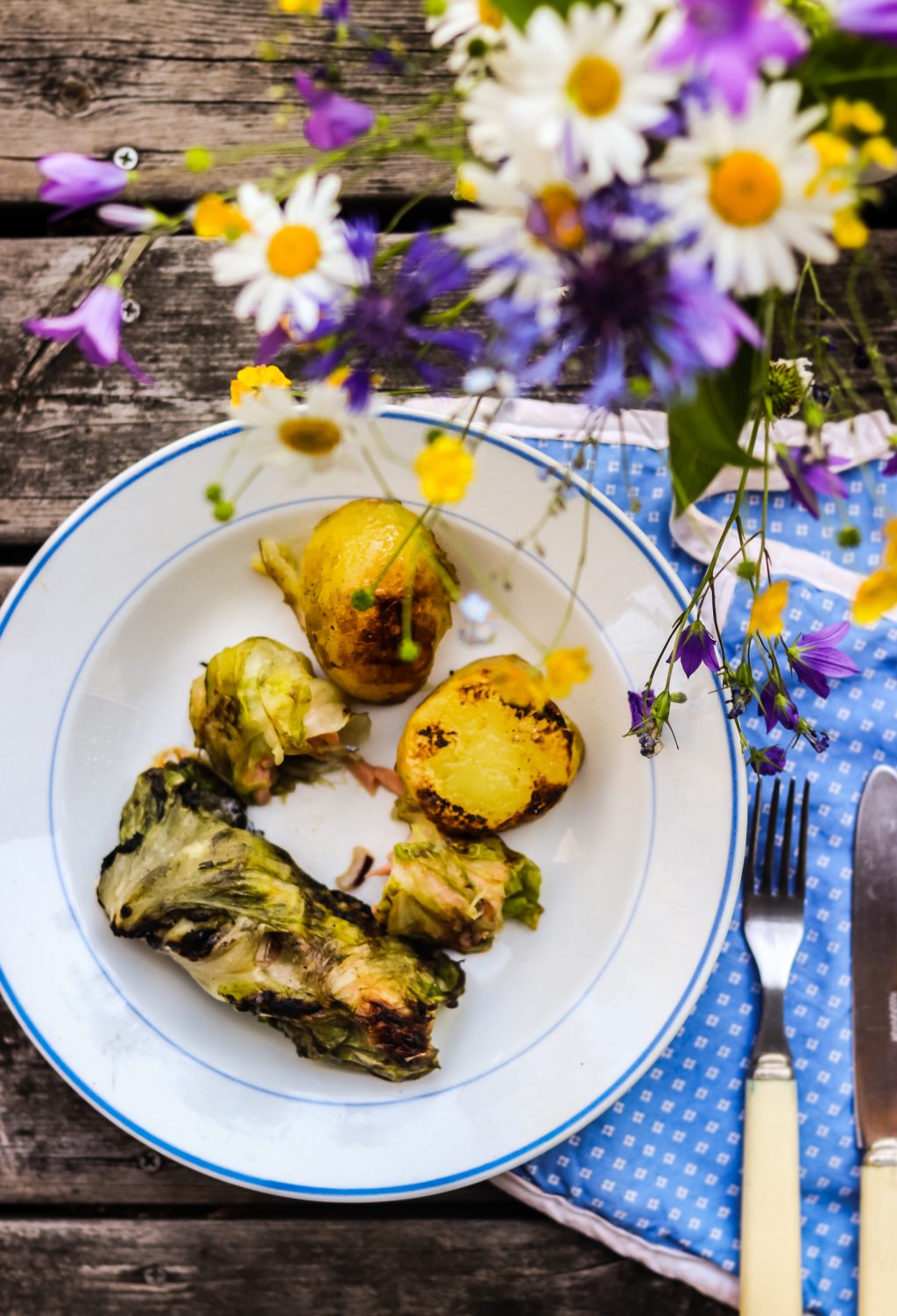 grillatut lohi-kaalikääryleet ohje